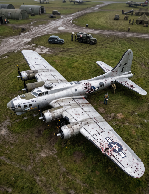 B-17 Bomber on Airfield